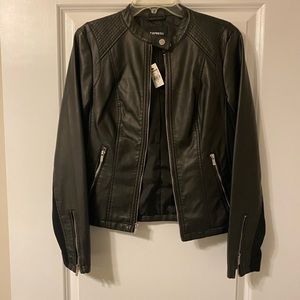 Express Black Leather Moto Jacket NWT